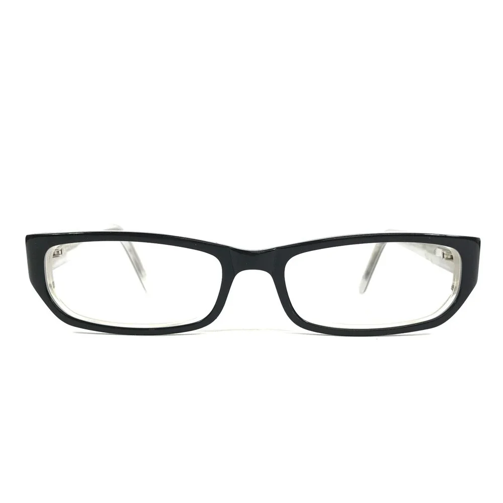 Chromos Eyeglasses Frames RIQ BLK/WHITE Black White Rectangle Full Rim 51-16-135